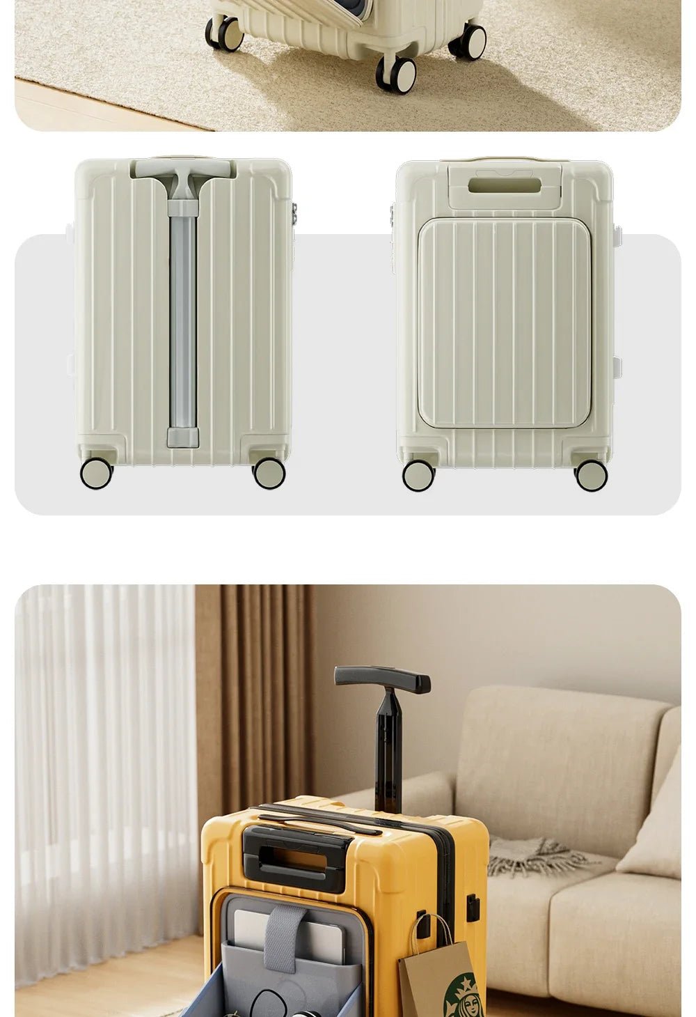 Kid Suitcase Front Opening Boarding Case Laptop Trolley Case Luggage with Spinner Wheels Carry on Luggage for Travel - RELUX.STOREKid Suitcase Front Opening Boarding Case Laptop Trolley Case Luggage with Spinner Wheels Carry on Luggage for Travel