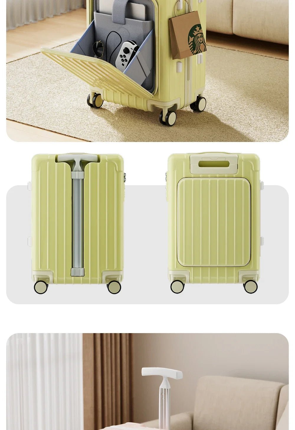 Kid Suitcase Front Opening Boarding Case Laptop Trolley Case Luggage with Spinner Wheels Carry on Luggage for Travel - RELUX.STOREKid Suitcase Front Opening Boarding Case Laptop Trolley Case Luggage with Spinner Wheels Carry on Luggage for Travel