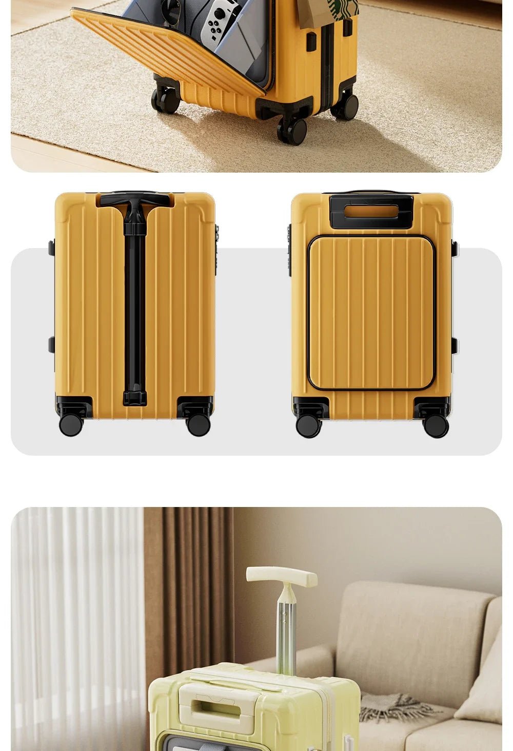 Kid Suitcase Front Opening Boarding Case Laptop Trolley Case Luggage with Spinner Wheels Carry on Luggage for Travel - RELUX.STOREKid Suitcase Front Opening Boarding Case Laptop Trolley Case Luggage with Spinner Wheels Carry on Luggage for Travel