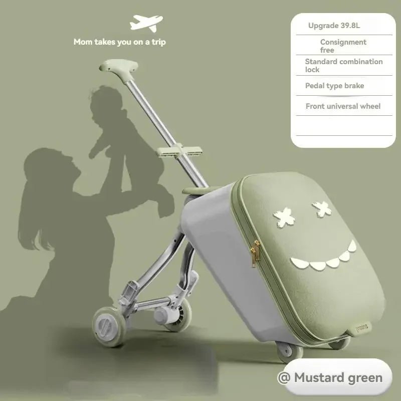 Kids' Travel Trolley Suitcase Mountable on Plane with Spinner Wheels Luggage Ride and Walk The Baby's Suitcase Folding Stroller - RELUX.STOREKids' Travel Trolley Suitcase Mountable on Plane with Spinner Wheels Luggage Ride and Walk The Baby's Suitcase Folding Stroller
