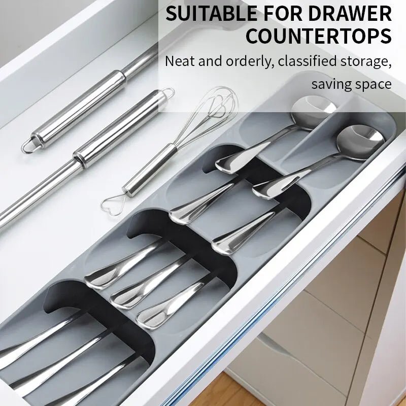 Kitchen Drawer Cutlery Storage Tray Knife Holder Spoon Forks Tableware Organizer Container For Spice Bottles Knives Block Rack - RELUX.STORE