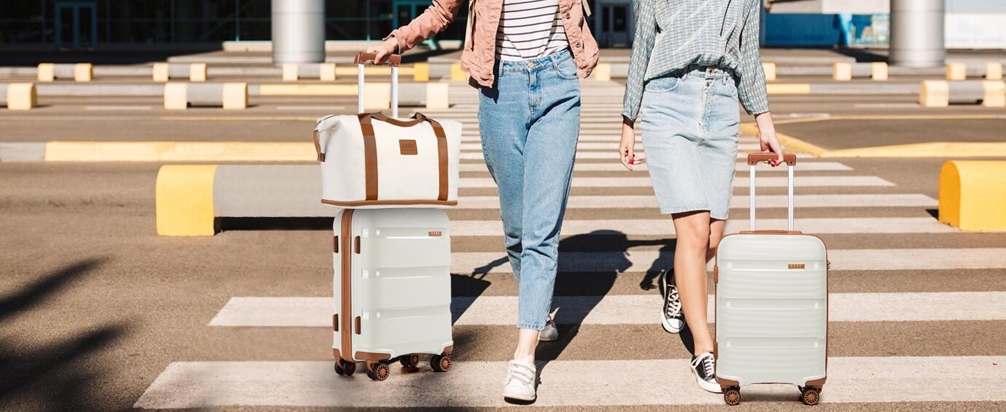 Kono Luggage Sets 3 Piece Hard Shell Travel Trolley 4 Spinner Wheels Lightweight Polypropylene Suitcase with TSA Lock - RELUX.STOREKono Luggage Sets 3 Piece Hard Shell Travel Trolley 4 Spinner Wheels Lightweight Polypropylene Suitcase with TSA Lock