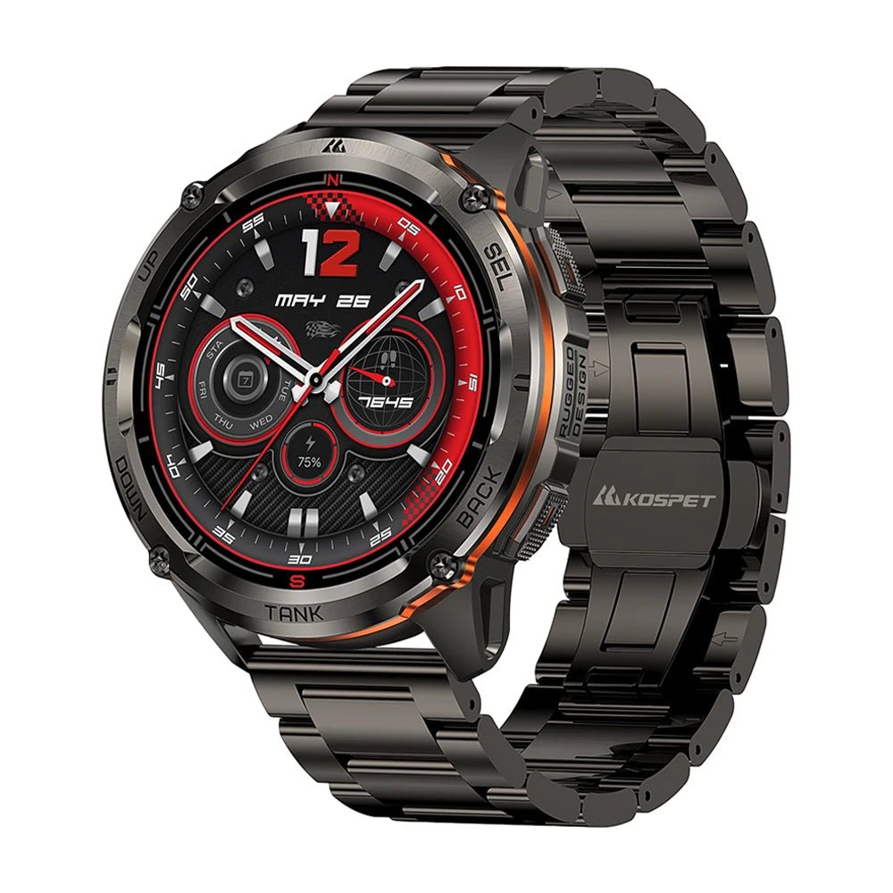 KOSPET TANK T3 Ultra 2 GPS Smart Watch For Men Smartwatch Compass Altimeter Barometric 5ATM IP69K Waterproof AMOLED Mens Watches - RELUX.STORE