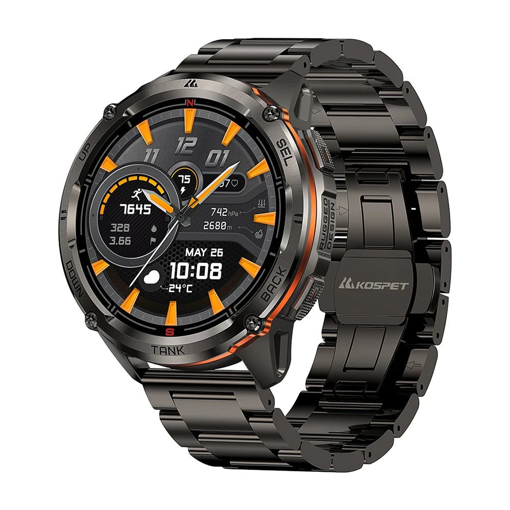 KOSPET TANK T3 Ultra 2 GPS Smart Watch For Men Smartwatch Compass Altimeter Barometric 5ATM IP69K Waterproof AMOLED Mens Watches - RELUX.STORE