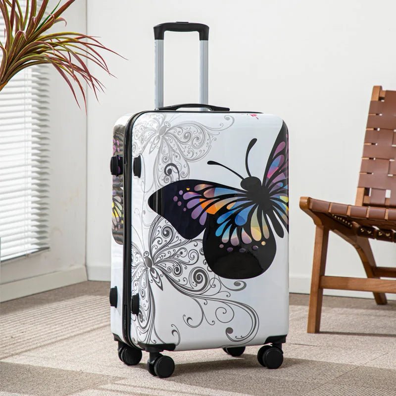 Large Capacity 20 - 28 Inch Butterfly Logo Luggage Suitcase with Combination Lock Rolling Wheels Travel Bag Luggage Suitcase - RELUX.STORELarge Capacity 20 - 28 Inch Butterfly Logo Luggage Suitcase with Combination Lock Rolling Wheels Travel Bag Luggage Suitcase
