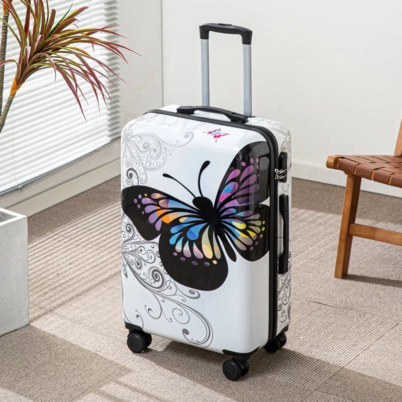 Large Capacity 20 - 28 Inch Butterfly Logo Luggage Suitcase with Combination Lock Rolling Wheels Travel Bag Luggage Suitcase - RELUX.STORELarge Capacity 20 - 28 Inch Butterfly Logo Luggage Suitcase with Combination Lock Rolling Wheels Travel Bag Luggage Suitcase