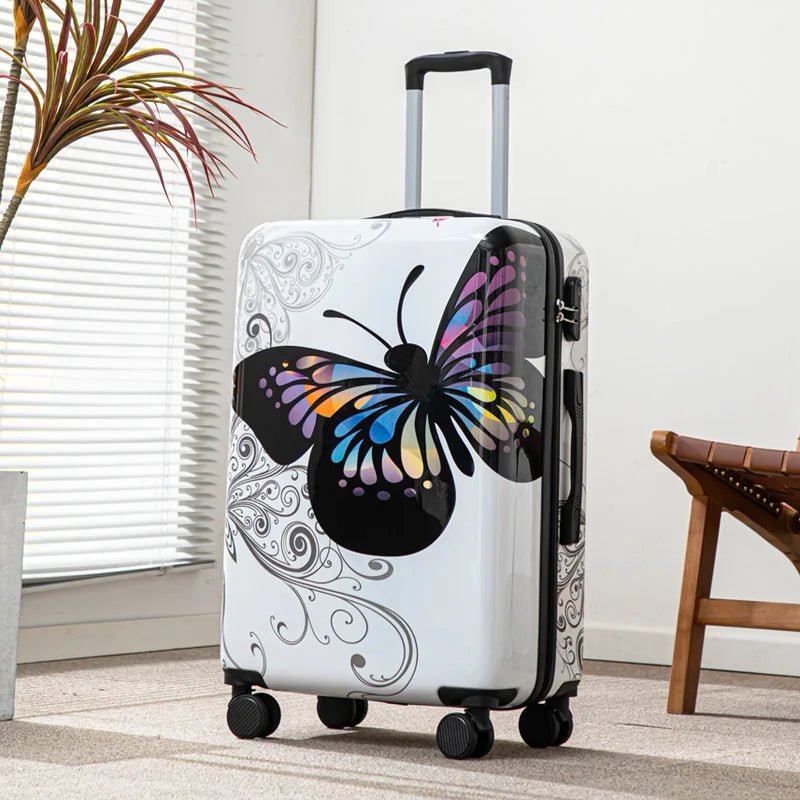 Large Capacity 20 - 28 Inch Butterfly Logo Luggage Suitcase with Combination Lock Rolling Wheels Travel Bag Luggage Suitcase - RELUX.STORELarge Capacity 20 - 28 Inch Butterfly Logo Luggage Suitcase with Combination Lock Rolling Wheels Travel Bag Luggage Suitcase