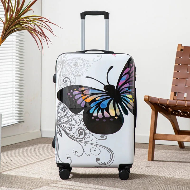 Large Capacity 20 - 28 Inch Butterfly Logo Luggage Suitcase with Combination Lock Rolling Wheels Travel Bag Luggage Suitcase - RELUX.STORELarge Capacity 20 - 28 Inch Butterfly Logo Luggage Suitcase with Combination Lock Rolling Wheels Travel Bag Luggage Suitcase