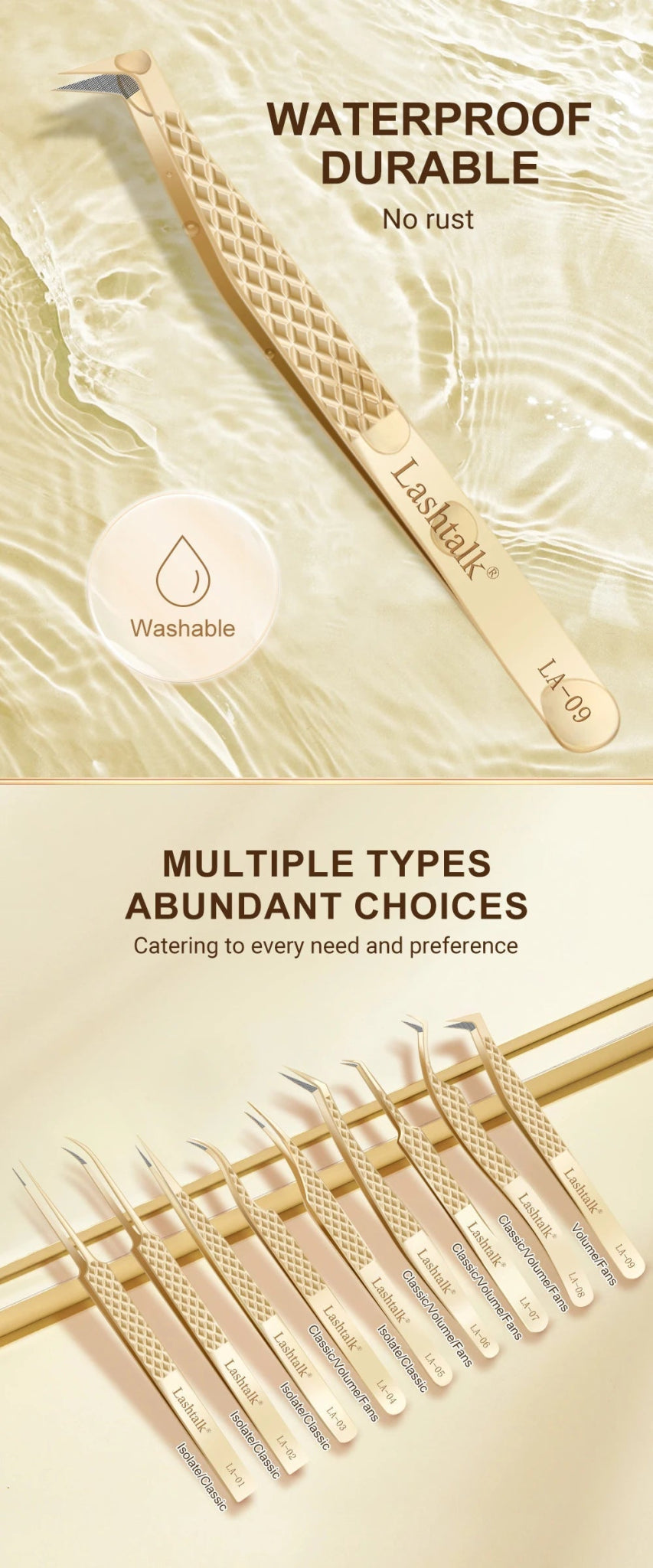 Lashtalk Precision Fiber Tip Tweezer Eyelash Extensions Diamond Grip Anti - Slip Premium Gold Stainless Steel Makeup With Box Pack - RELUX.STORE