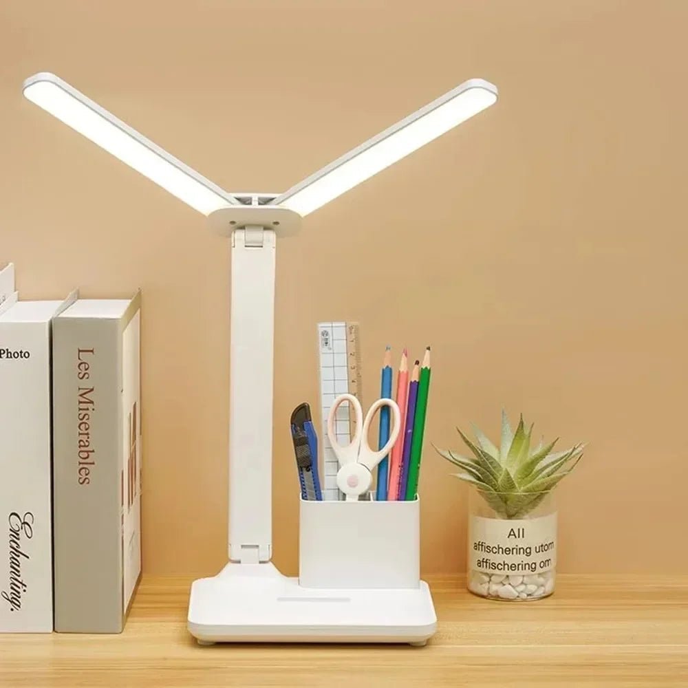 "LED Desk Lamp – USB Dimmable Touch Foldable Table Lamp with Calendar, Temperature, Clock & Night Light for Study & Reading" - RELUX.STORE