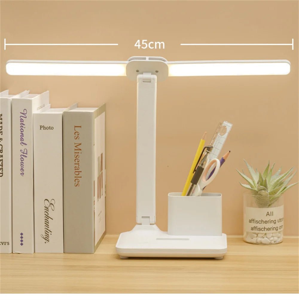"LED Desk Lamp – USB Dimmable Touch Foldable Table Lamp with Calendar, Temperature, Clock & Night Light for Study & Reading" - RELUX.STORE