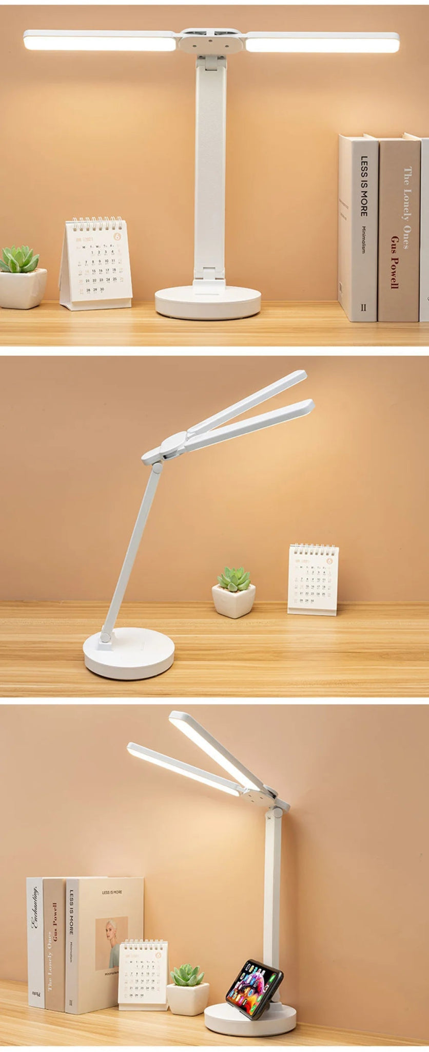 "LED Desk Lamp – USB Dimmable Touch Foldable Table Lamp with Calendar, Temperature, Clock & Night Light for Study & Reading" - RELUX.STORE