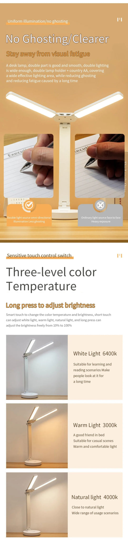 "LED Desk Lamp – USB Dimmable Touch Foldable Table Lamp with Calendar, Temperature, Clock & Night Light for Study & Reading" - RELUX.STORE