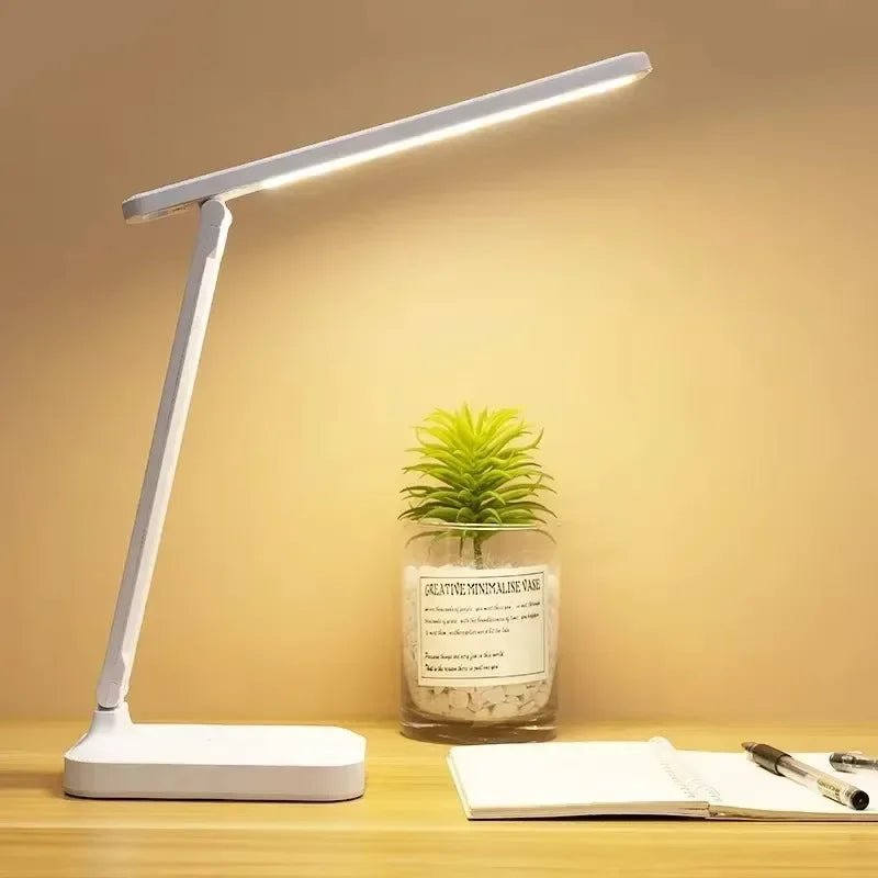 "LED Desk Lamp – USB Dimmable Touch Foldable Table Lamp with Calendar, Temperature, Clock & Night Light for Study & Reading" - RELUX.STORE