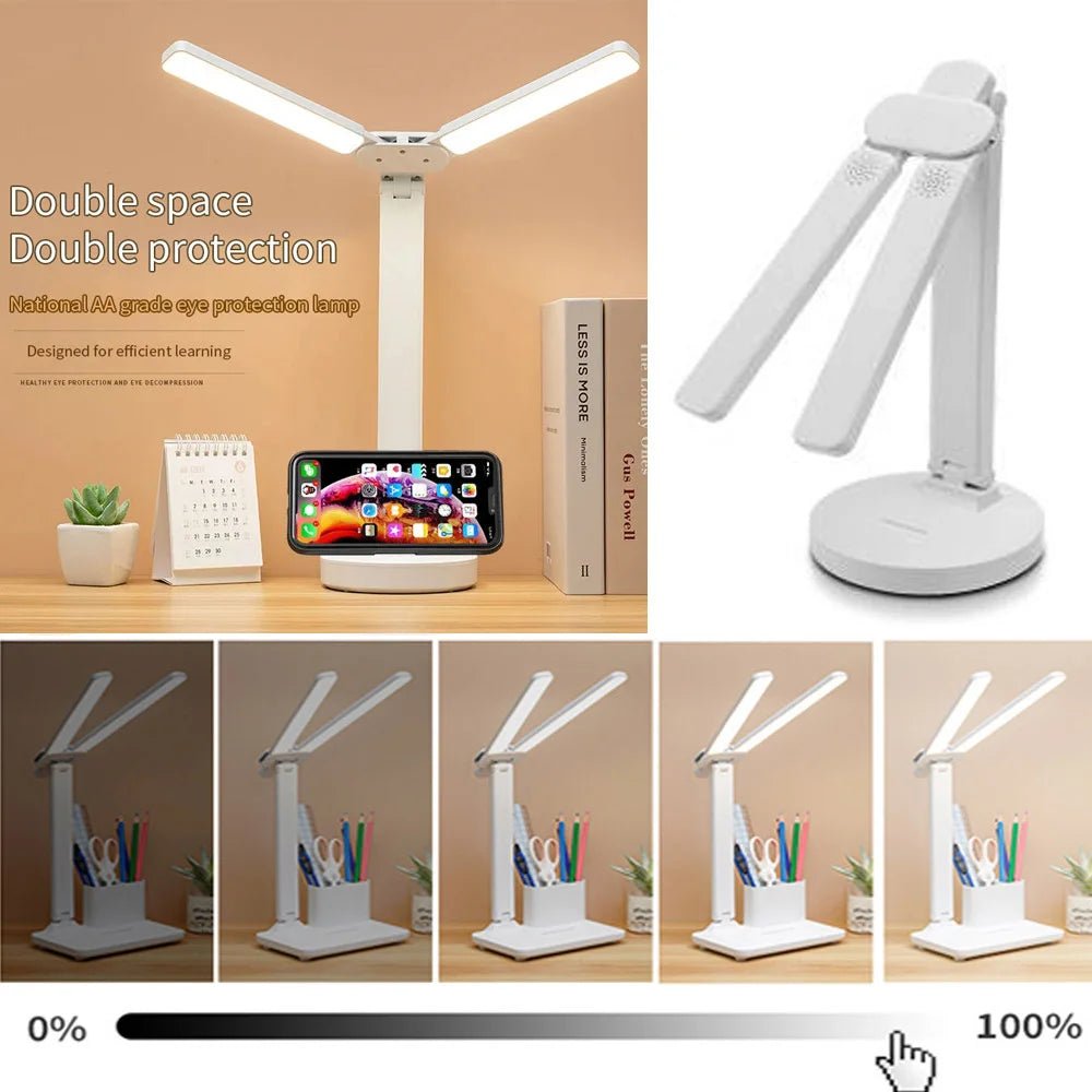 "LED Desk Lamp – USB Dimmable Touch Foldable Table Lamp with Calendar, Temperature, Clock & Night Light for Study & Reading" - RELUX.STORE
