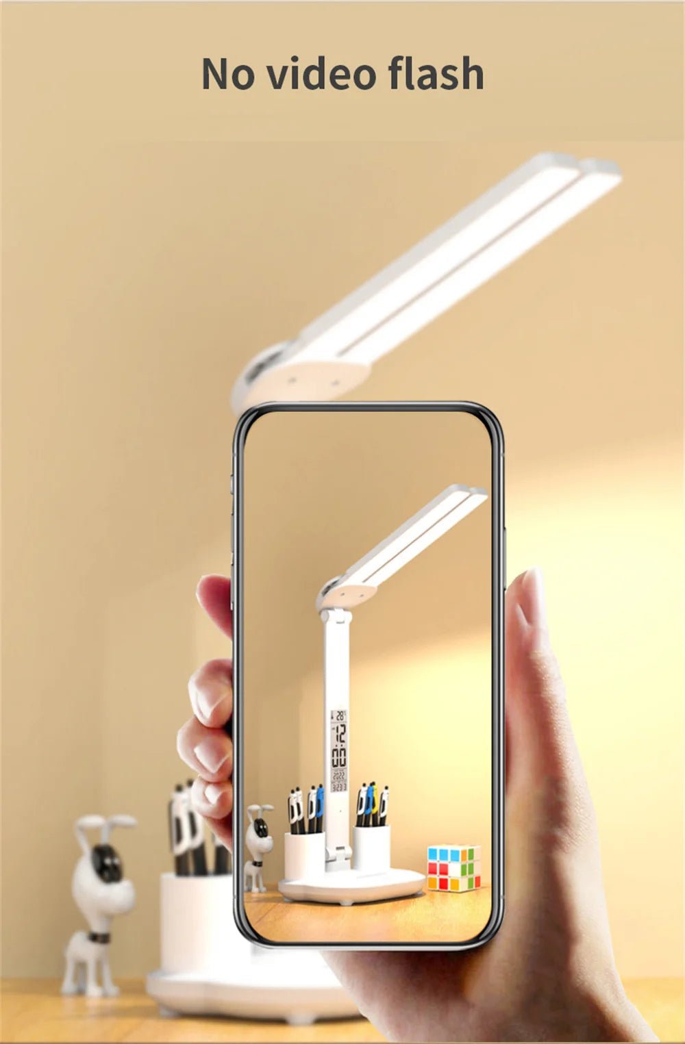 "LED Desk Lamp – USB Dimmable Touch Foldable Table Lamp with Calendar, Temperature, Clock & Night Light for Study & Reading" - RELUX.STORE