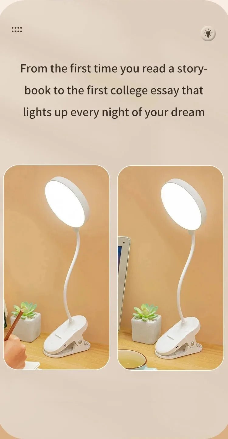 "LED Table Lamp – USB Rechargeable Night Light with Folding Clamp, Touch 3 - Mode Dimming, Eye Protection Study & Reading Lamp" - RELUX.STORE