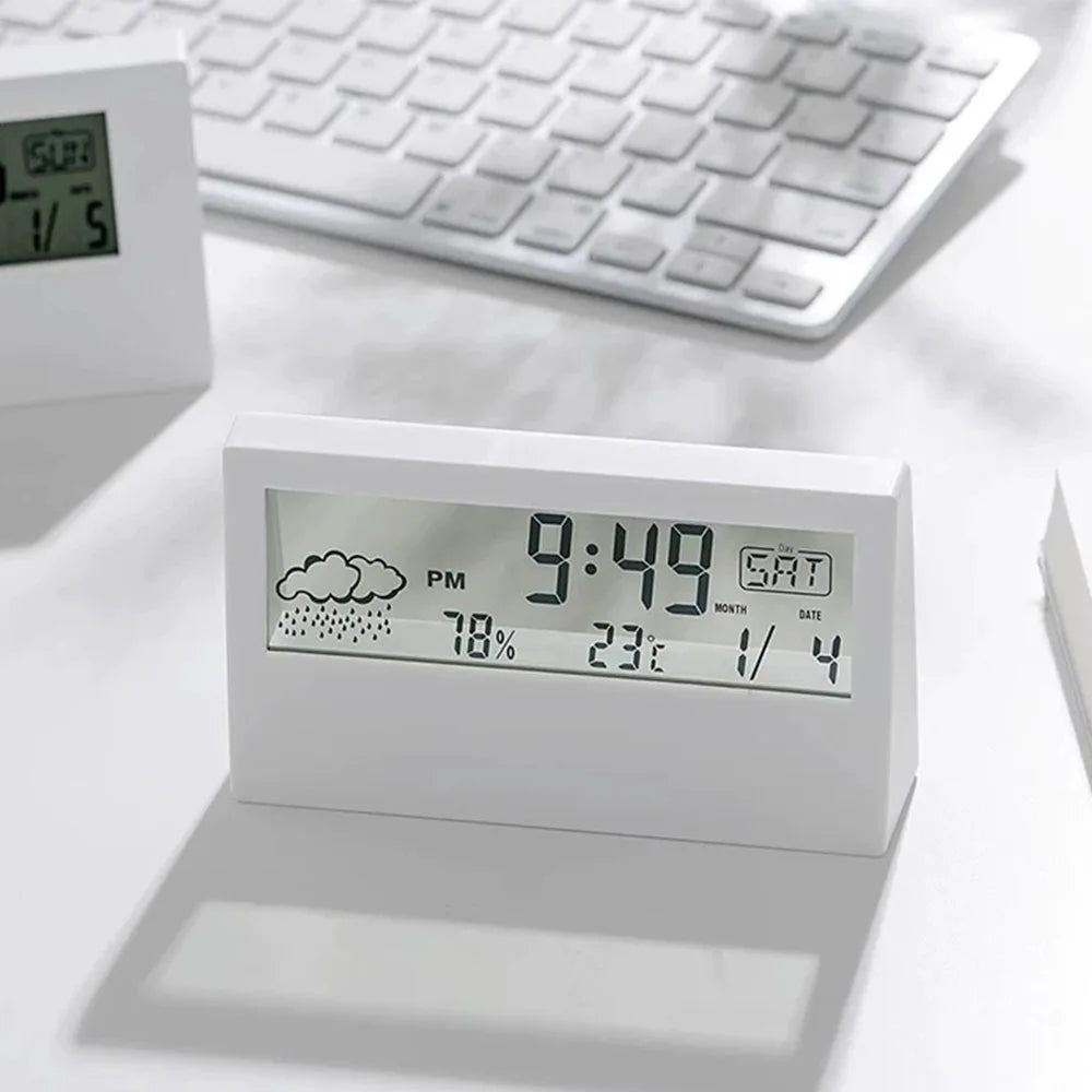 LED Thermometer Thermo - Hygrometer Multifunction Electronic Clock Temperature Humidity Meter Weather Station for Home With Alarm - RELUX.STORE