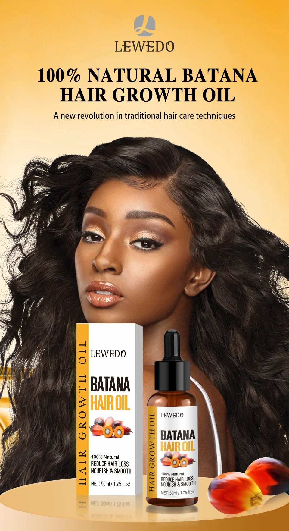 Lewedo Naturals Batana Oil Fast Hair Growth for Men Women Pure Batana Oil Nourish Shiny Hair Healthy Hair Care Anti Hair Loss - RELUX.STORE
