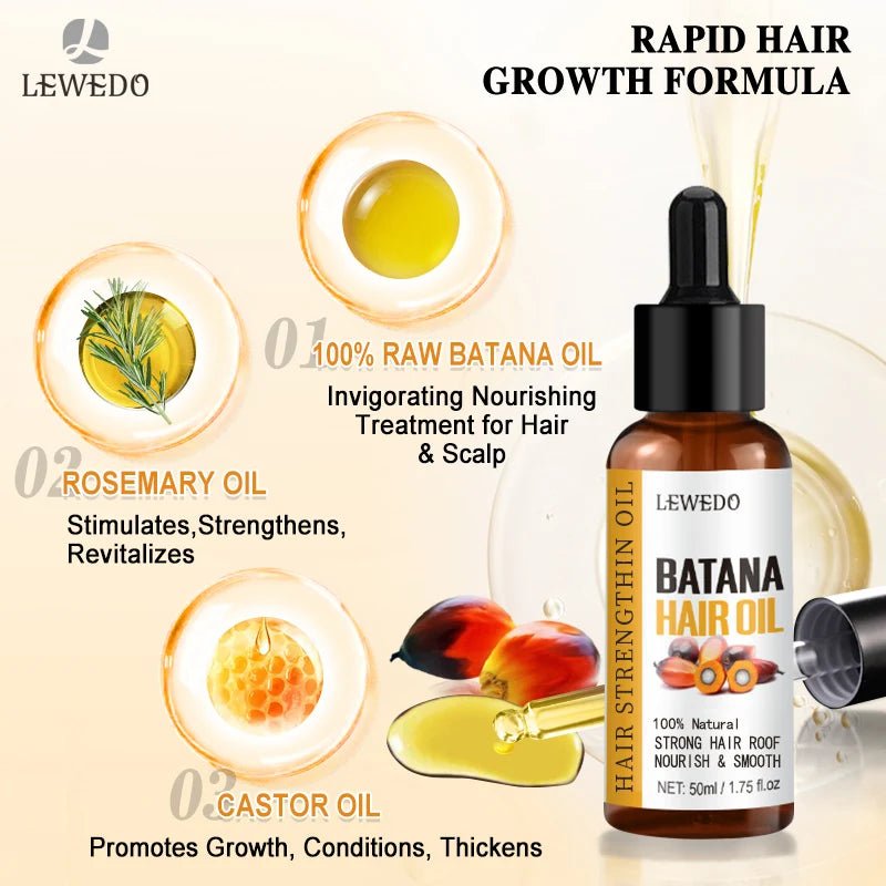 Lewedo Naturals Batana Oil Fast Hair Growth for Men Women Pure Batana Oil Nourish Shiny Hair Healthy Hair Care Anti Hair Loss - RELUX.STORE