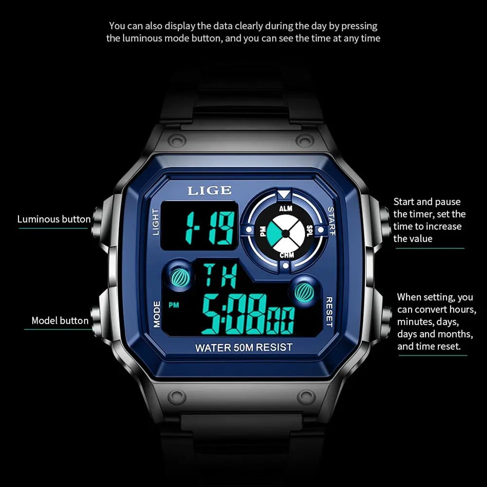 LIGE 2023 NEW Luxury Brand Men Watch Military Digital Watches Sport Wristwatch Mens Waterproof Clock Male Relogio Masculino - RELUX.STORE