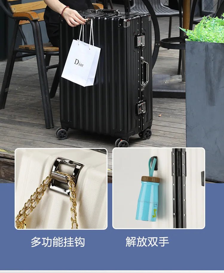 Luggage female mute universal wheel trolley case aluminum frame 24 inch student password suitcase male - RELUX.STORELuggage female mute universal wheel trolley case aluminum frame 24 inch student password suitcase male