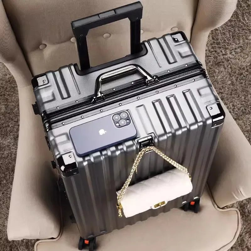Luggage female mute universal wheel trolley case aluminum frame 24 inch student password suitcase male - RELUX.STORELuggage female mute universal wheel trolley case aluminum frame 24 inch student password suitcase male