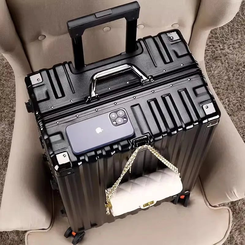 Luggage female mute universal wheel trolley case aluminum frame 24 inch student password suitcase male - RELUX.STORELuggage female mute universal wheel trolley case aluminum frame 24 inch student password suitcase male