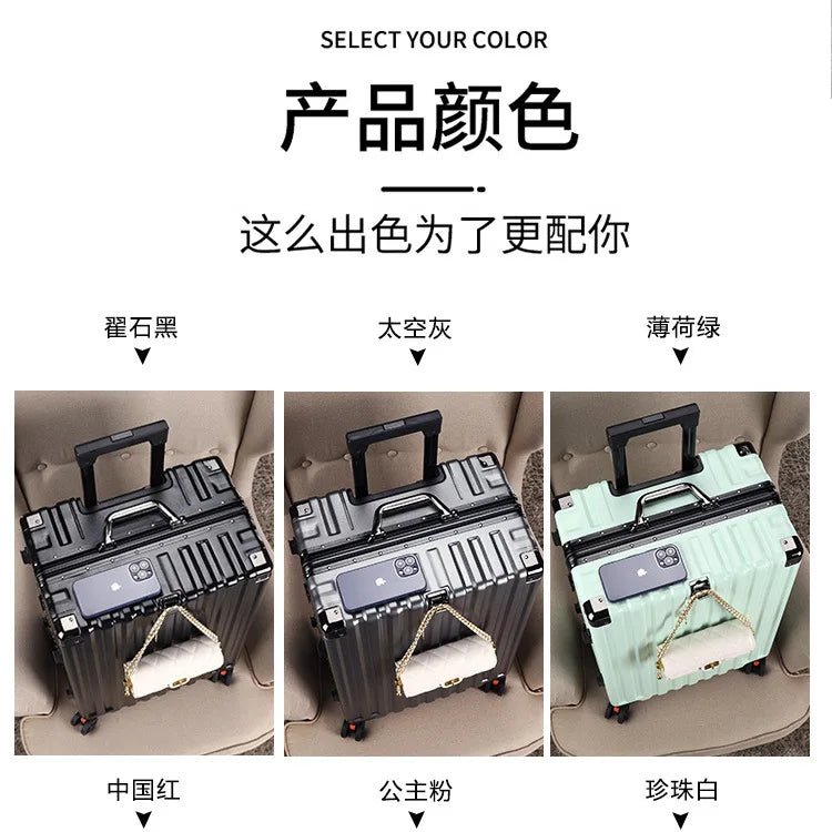 Luggage female mute universal wheel trolley case aluminum frame 24 inch student password suitcase male - RELUX.STORELuggage female mute universal wheel trolley case aluminum frame 24 inch student password suitcase male