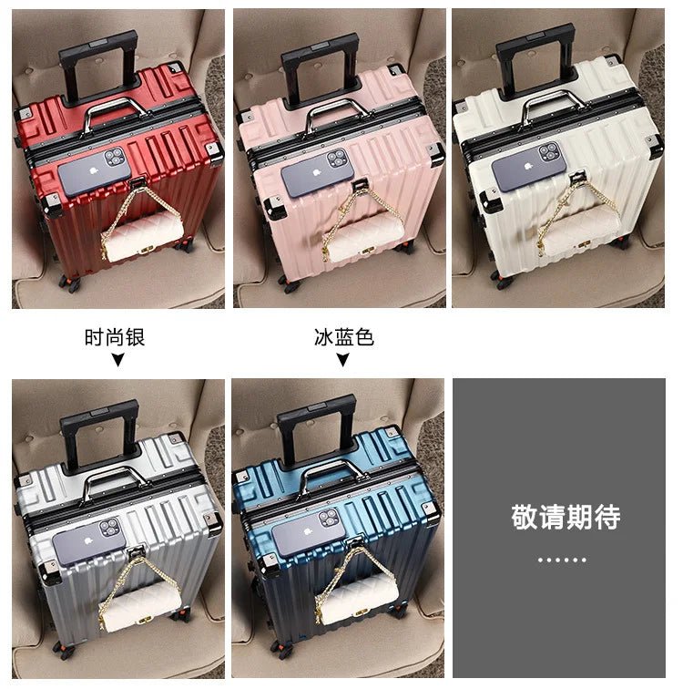 Luggage female mute universal wheel trolley case aluminum frame 24 inch student password suitcase male - RELUX.STORELuggage female mute universal wheel trolley case aluminum frame 24 inch student password suitcase male