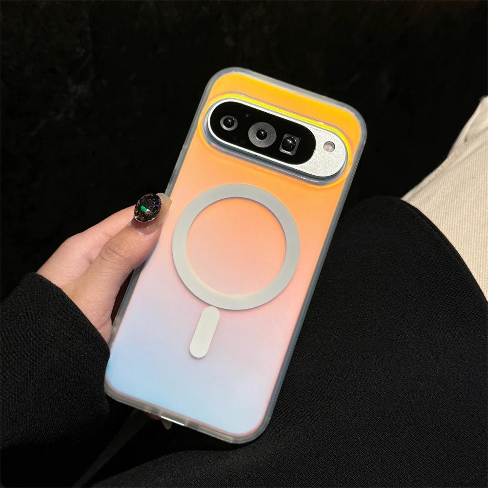 "Luxury Aurora Laser MagSafe Case – Matte Gradient Wireless Charging Cover for Google Pixel 9A/9 Pro XL & Pixel 10 Pro XL" - RELUX.STORE