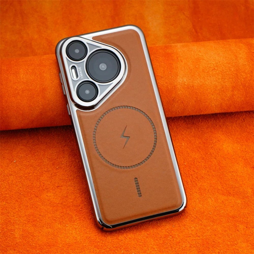 Luxury Business Plating Leather Magnetic Case for Huawei Pura 80/70 Pro & Pura 80 Ultra – Magsafe Compatible, Shockproof Wireless Charging Cover - RELUX.STORE