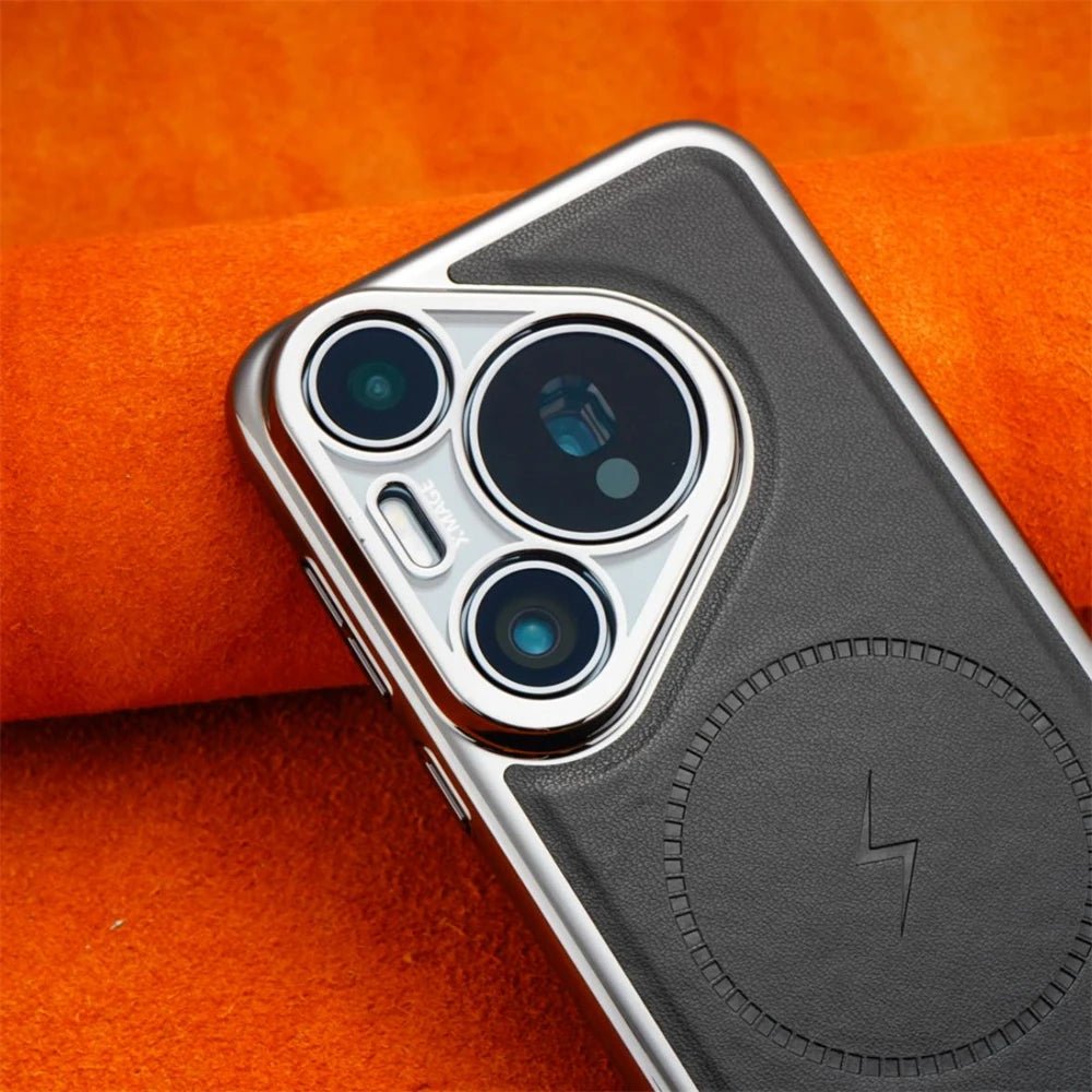 Luxury Business Plating Leather Magnetic Case for Huawei Pura 80/70 Pro & Pura 80 Ultra – Magsafe Compatible, Shockproof Wireless Charging Cover - RELUX.STORE