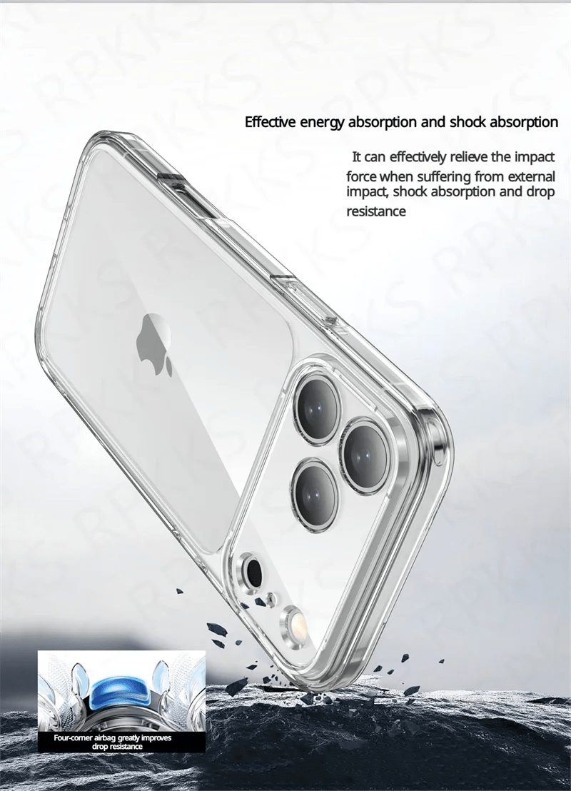 "Luxury Hybrid Transparent Shockproof Case for iPhone 17 Pro Max / 17 Air / 17 Pro Max – Clear Hard Acrylic Protective Back Cover" - RELUX.STORE