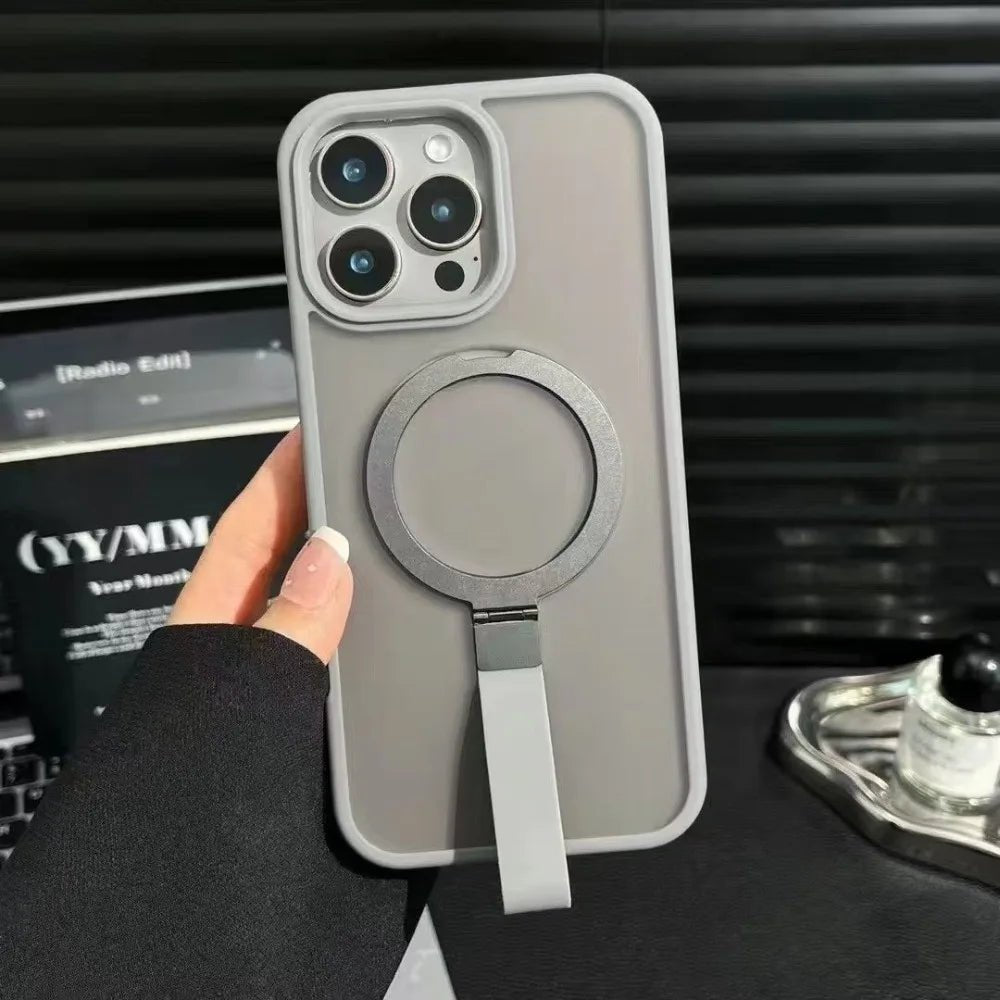 "Luxury Matte Hand Wrist Strap MagSafe Case for iPhone 17 / 16 / 15 / 14 / 13 / 12 / 11 – Magnetic Holder & Stand Cover" - RELUX.STORE