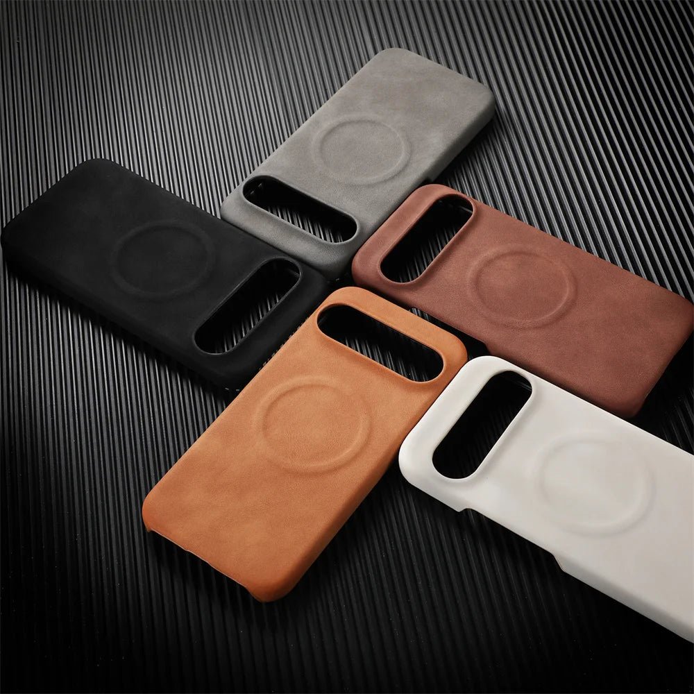 Luxury Sheepskin Leather Magnetic Case for Google Pixel 10/9/8/7 Pro XL & 8A/7A – Shockproof Matte Hard Business Cover - RELUX.STORE