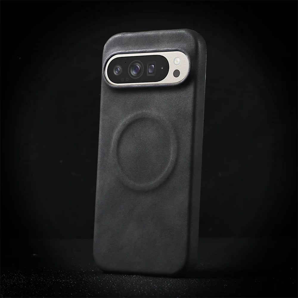 Luxury Sheepskin Leather Magnetic Case for Google Pixel 10/9/8/7 Pro XL & 8A/7A – Shockproof Matte Hard Business Cover - RELUX.STORE