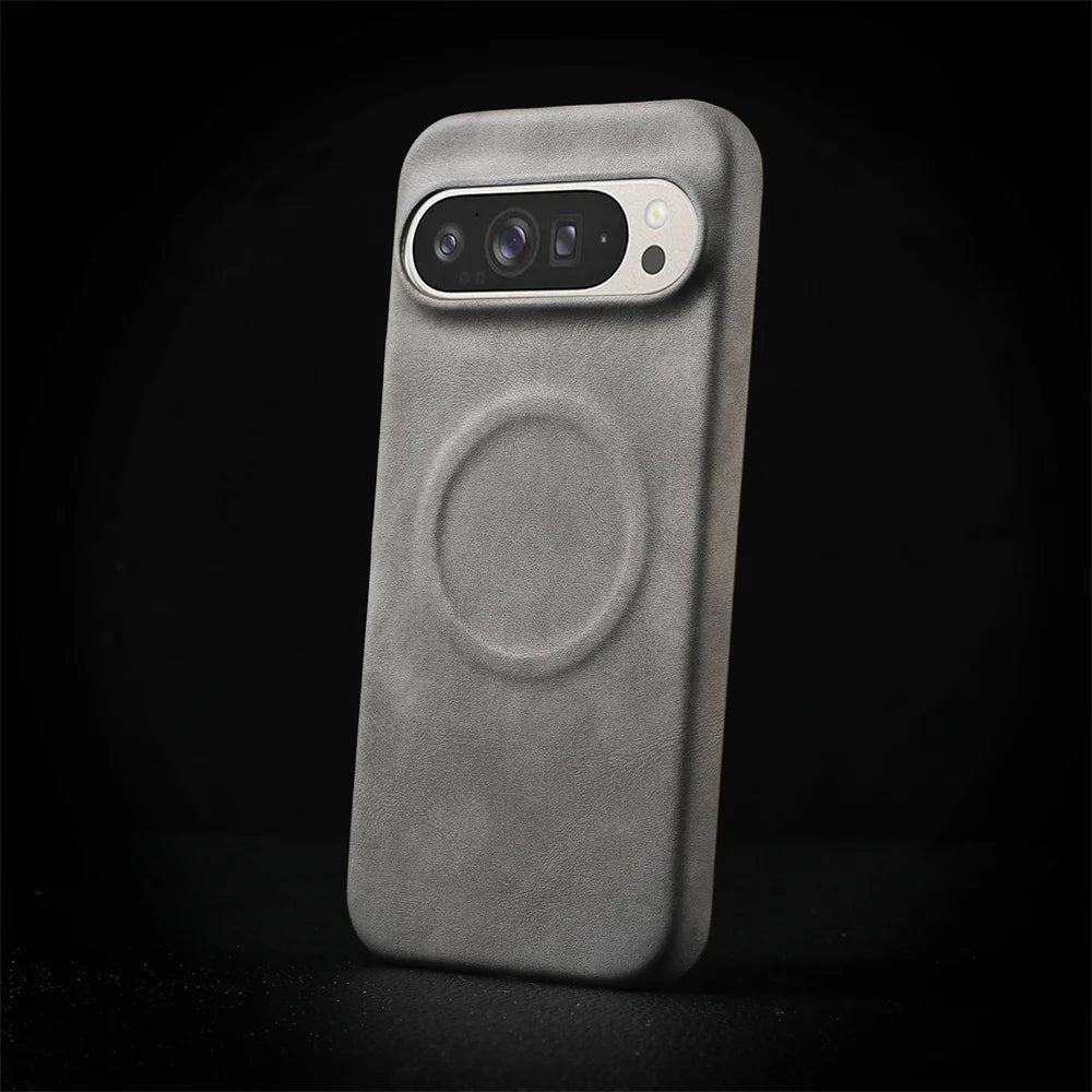 Luxury Sheepskin Leather Magnetic Case for Google Pixel 10/9/8/7 Pro XL & 8A/7A – Shockproof Matte Hard Business Cover - RELUX.STORE