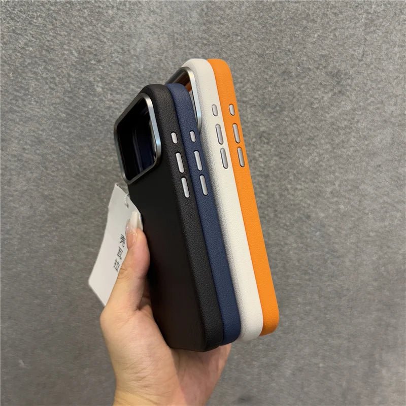 "Luxury Solid Color PU Leather MagSafe Case for iPhone 17 / 17 Pro / 17 Pro Max – Active Touch, Camera Button & Lens Protection Cover" - RELUX.STORE