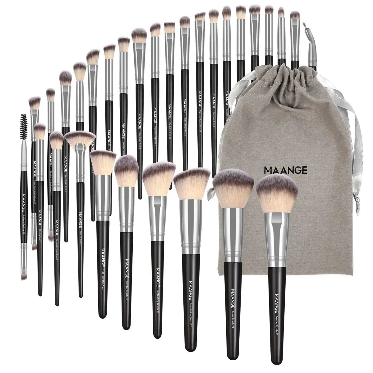 MAANGE 30pcs Professional Makeup Brush Set Foundation Concealers Eye Shadows Powder Blush Blending Brushes Beauty Tools with Bag - RELUX.STORE