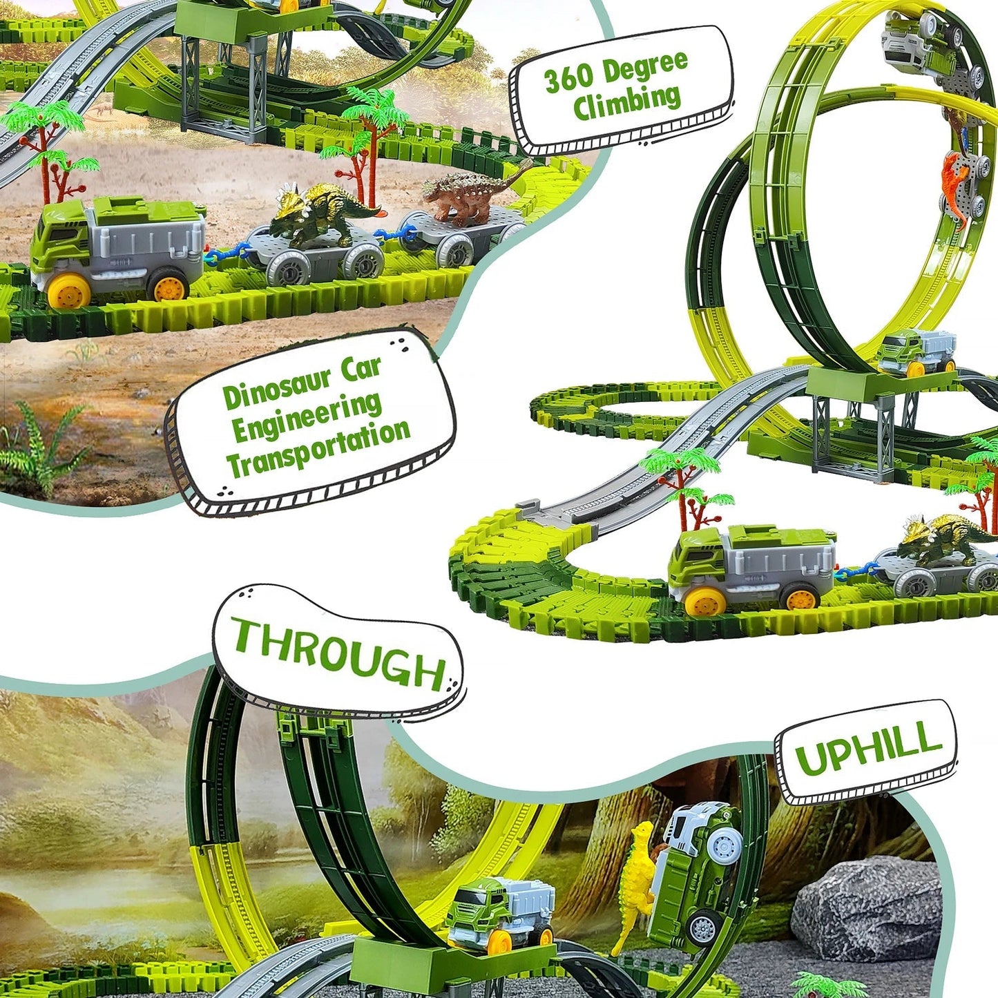 “Magic Climbing Track Train – Dinosaur World Road Race Flexible Track Playset for Boys & Girls Ages 3 - 6, Educational Gift Toy” - RELUX.STORE