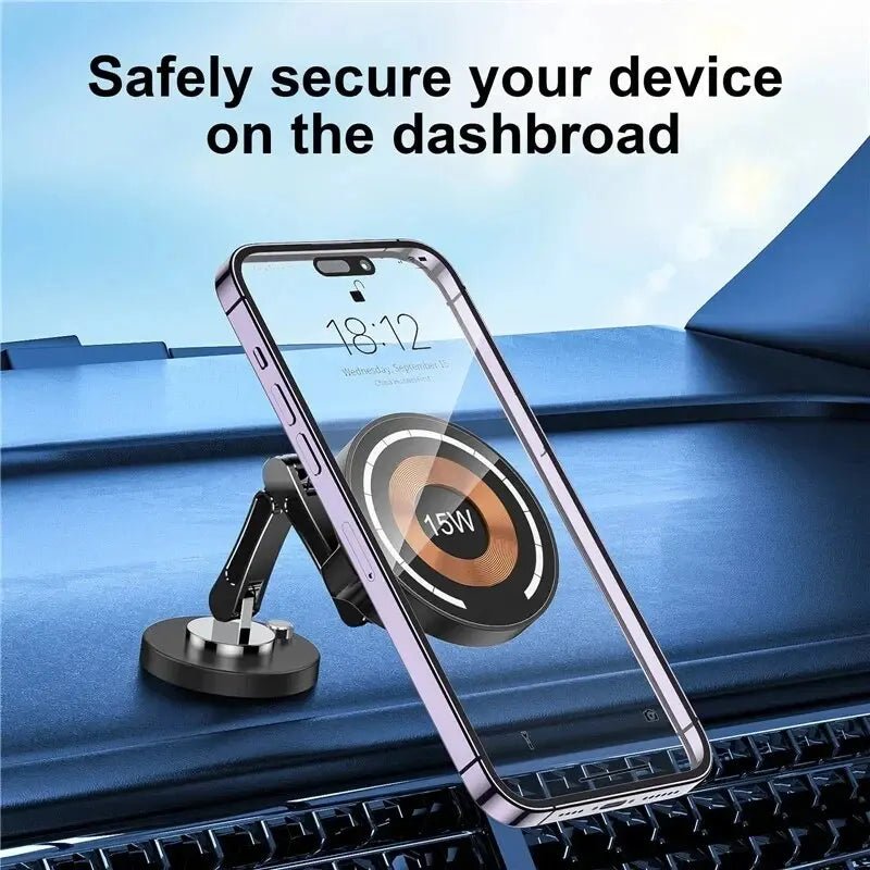 Magnetic Car Wireless Charger Stand Magnet Car Mount Fast Charging Station Phone Holder Bracket for Macsfae Iphone 15 14 13 12 - RELUX.STORE