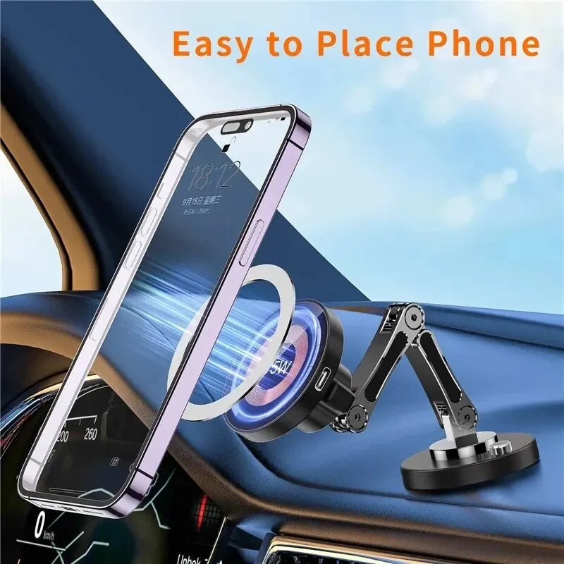 Magnetic Car Wireless Charger Stand Magnet Car Mount Fast Charging Station Phone Holder Bracket for Macsfae Iphone 15 14 13 12 - RELUX.STORE