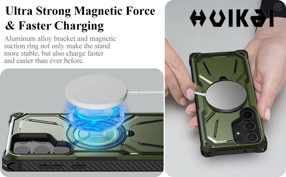 Magnetic Heavy - Duty Case for Samsung Galaxy S25/S24/S23 Ultra – Shockproof Rotatable Kickstand MagSafe Protective Cover - RELUX.STORE