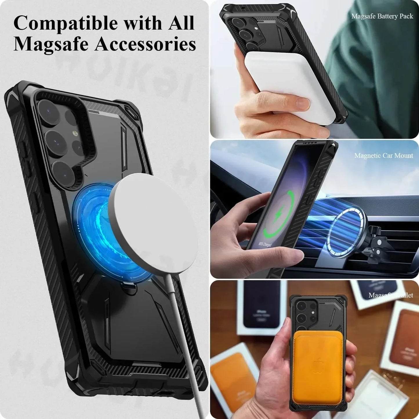 Magnetic Heavy - Duty Case for Samsung Galaxy S25/S24/S23 Ultra – Shockproof Rotatable Kickstand MagSafe Protective Cover - RELUX.STORE