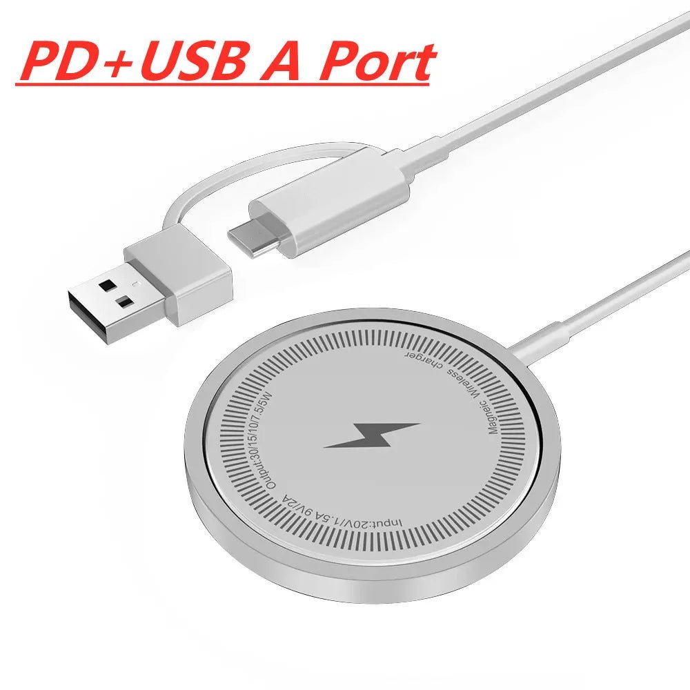Magnetic Wireless Fast Charging Pad Stand for iPhone 16/15/14/13/12 Pro Max & AirPods – PD USB - A Charger Dock Station - RELUX.STORE