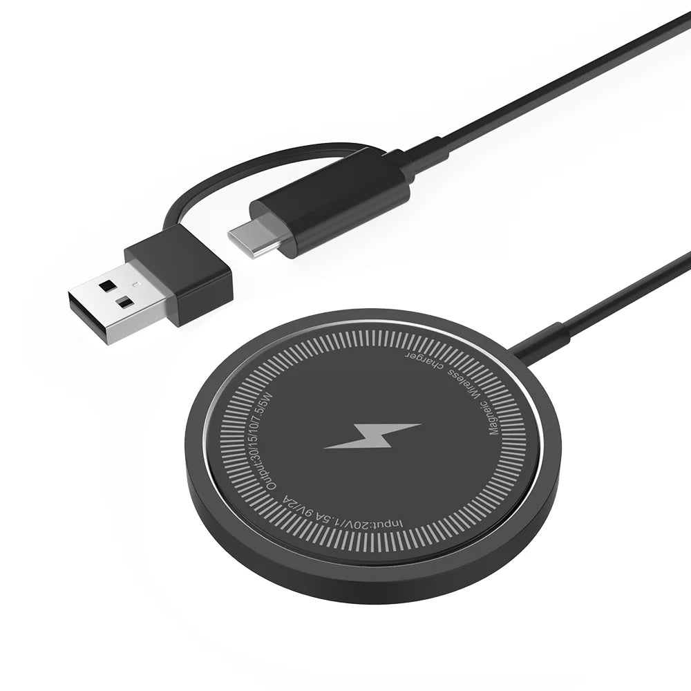 Magnetic Wireless Fast Charging Pad Stand for iPhone 16/15/14/13/12 Pro Max & AirPods – PD USB - A Charger Dock Station - RELUX.STORE