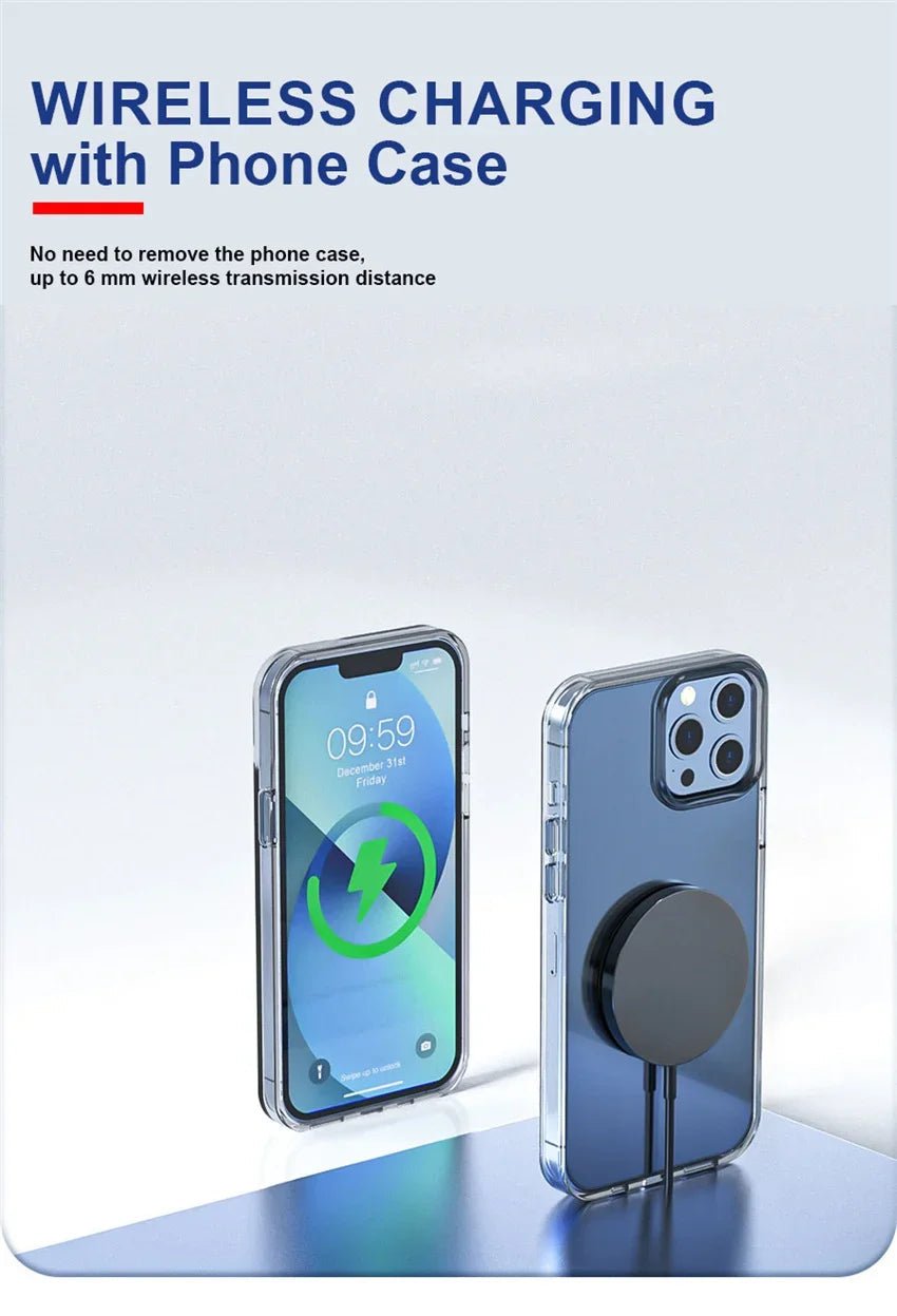 Magnetic Wireless Fast Charging Pad Stand for iPhone 16/15/14/13/12 Pro Max & AirPods – PD USB - A Charger Dock Station - RELUX.STORE