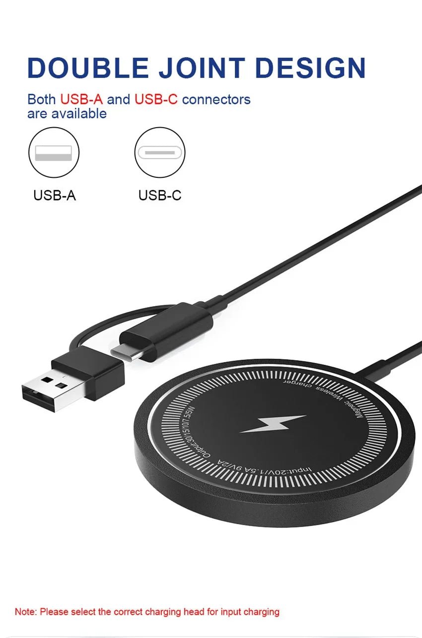 Magnetic Wireless Fast Charging Pad Stand for iPhone 16/15/14/13/12 Pro Max & AirPods – PD USB - A Charger Dock Station - RELUX.STORE