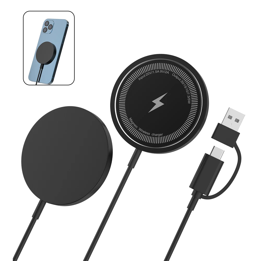 Magnetic Wireless Fast Charging Pad Stand for iPhone 16/15/14/13/12 Pro Max & AirPods – PD USB - A Charger Dock Station - RELUX.STORE